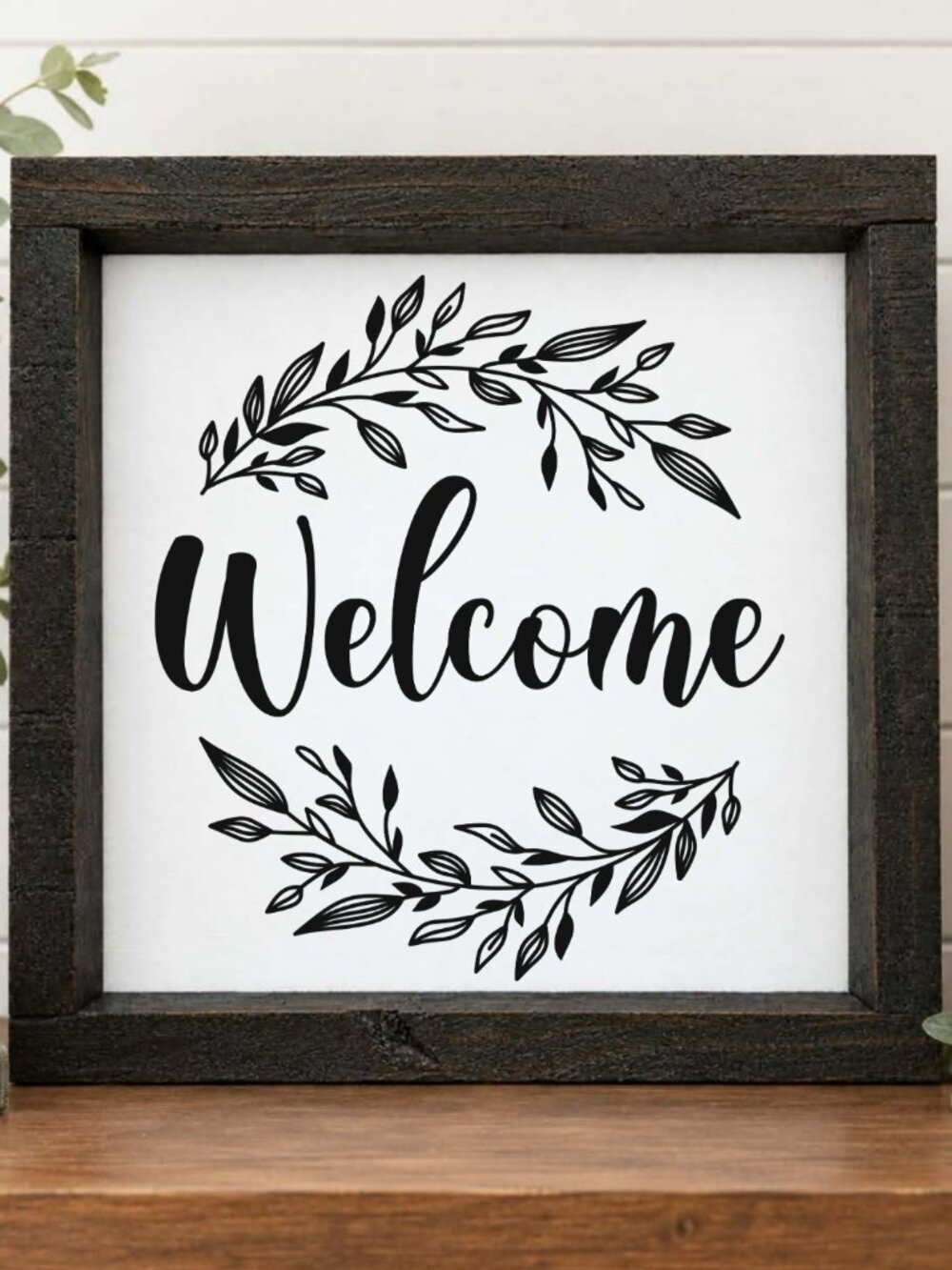 Welcome Handcrafted wood & canvas sign